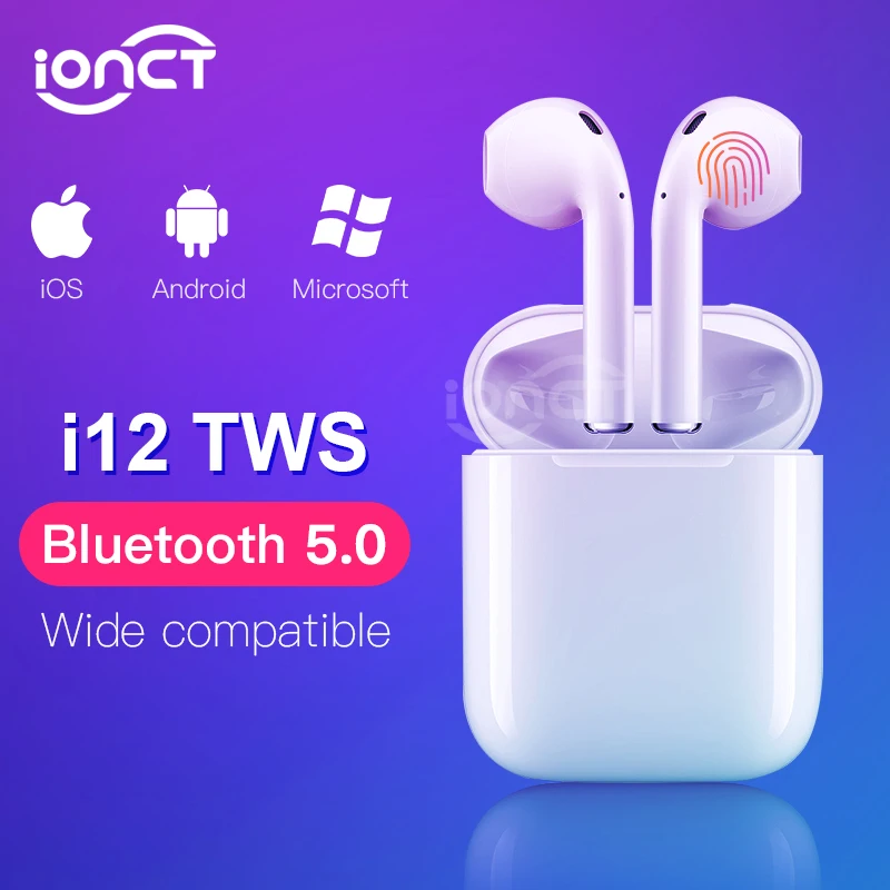 

Mini i12 TWS 5.0 Bluetooth Wireless earphone for Stereo Sports Headset True Earbuds Touch for smart Phone Bluetooth earphone