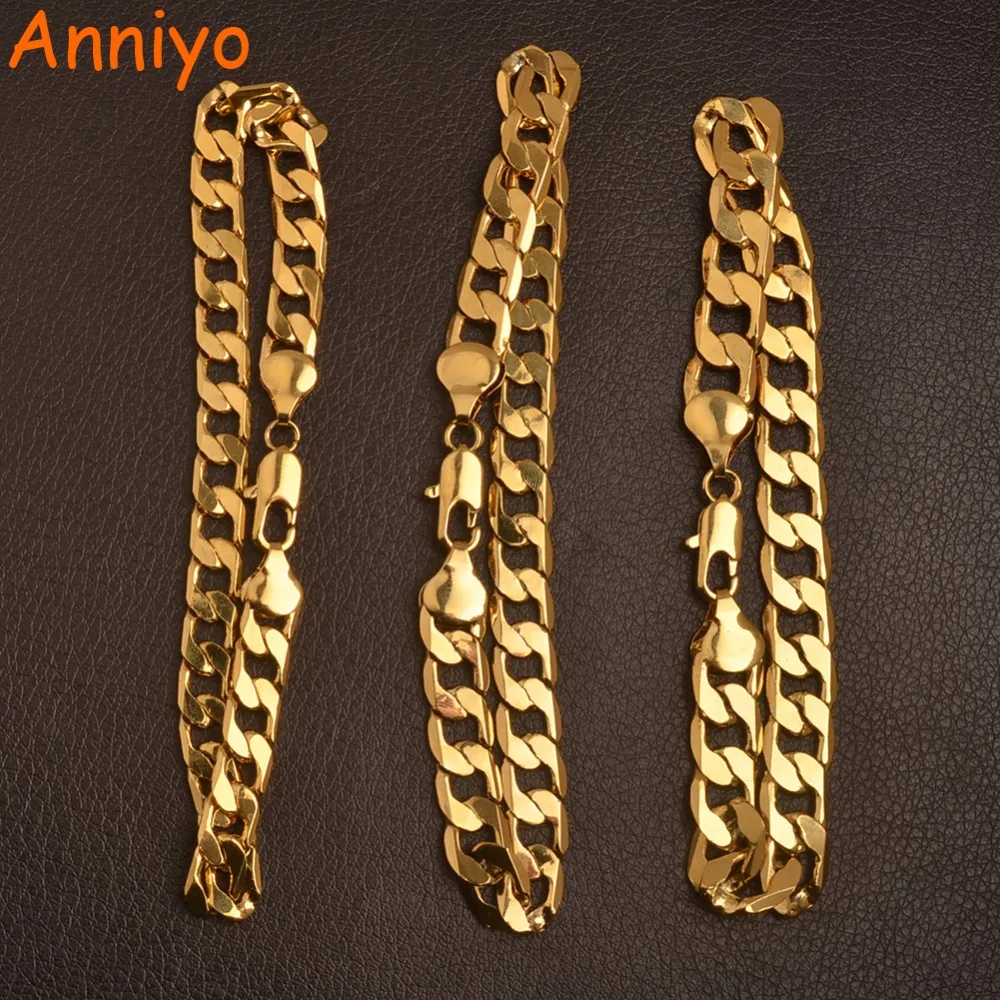 

Anniyo (1 Piece) Gold Color Chain Link Bracelets for Men Women Unisex Arab African Middle Eastern Bangles Gifts #009716