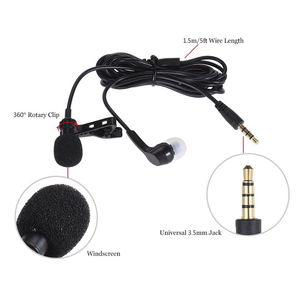 Конденсаторный микрофон Andoer 360 дюйма разъем 3 5 мм|mini condenser|microphone miclavalier microphone |