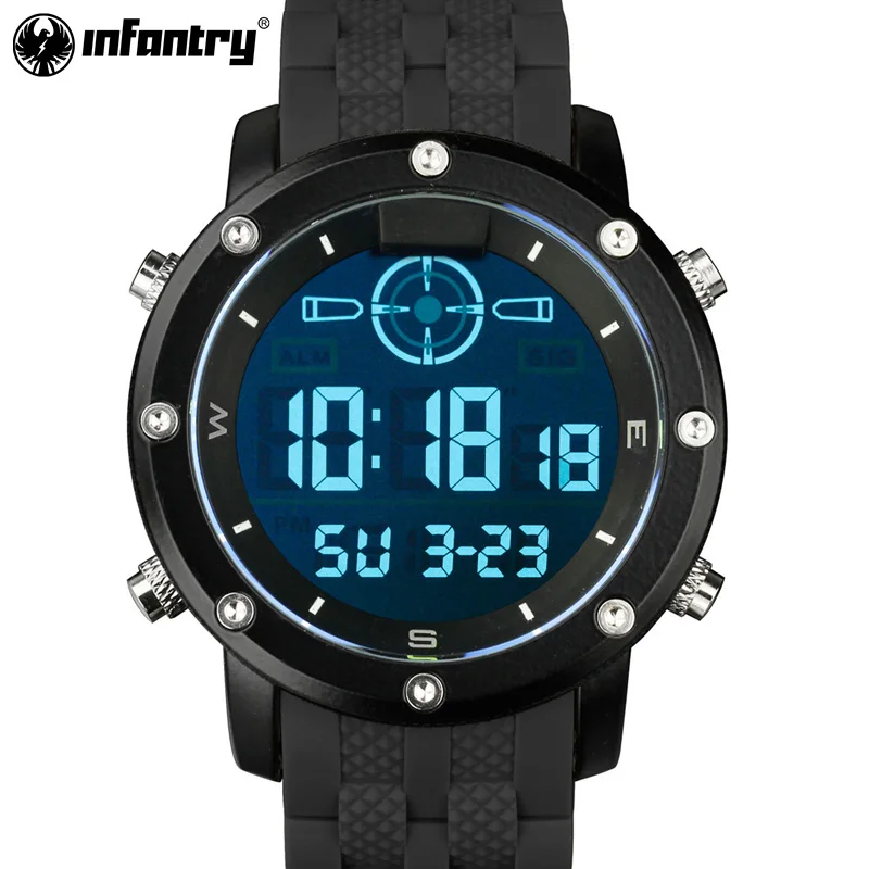 

INFANTRY Sport Watch Men LED Digital Quartz Mens Watches Top Brand Luxury Military Tactical Black Silicone Relogio Masculino