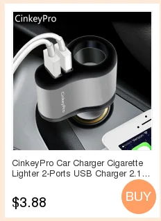 CinkeyPro 2 порта USB Автомобильное зарядное устройство с светодиодный экран алюминиевый автомобильное зарядное устройство мобильный телефон универсальный для iPhone samsung Зарядка