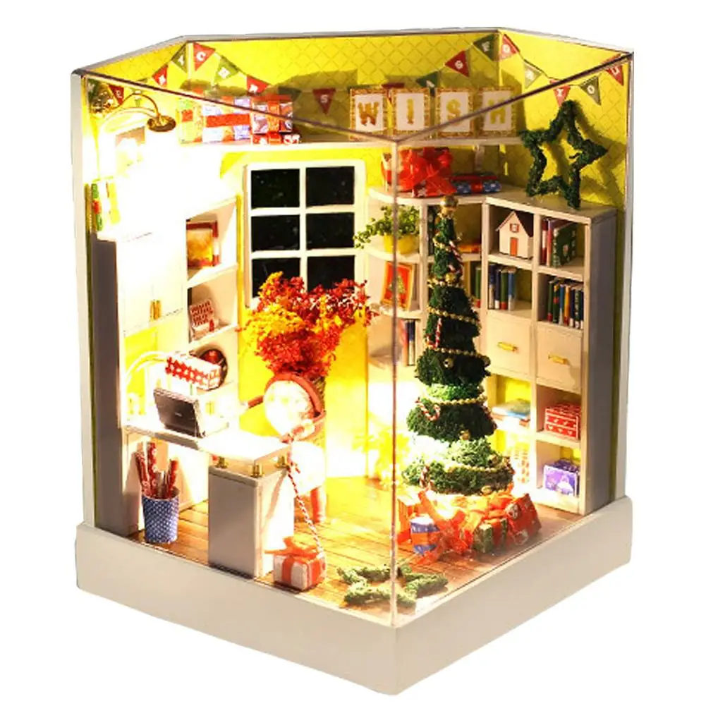 

DIY Cottage Merry Christmas Model House Toy Handmade Innovative Girl Gift Glowing Toy For Birthday Christmas Gift