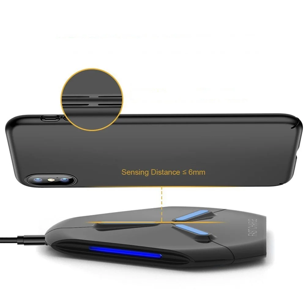 

QI Fast Wireless Charger Pad for iPhone XR XS 8 Plus 10W LED Light Triangle Wireless Charging For Samsung Galaxy S10 S9 Plus S8