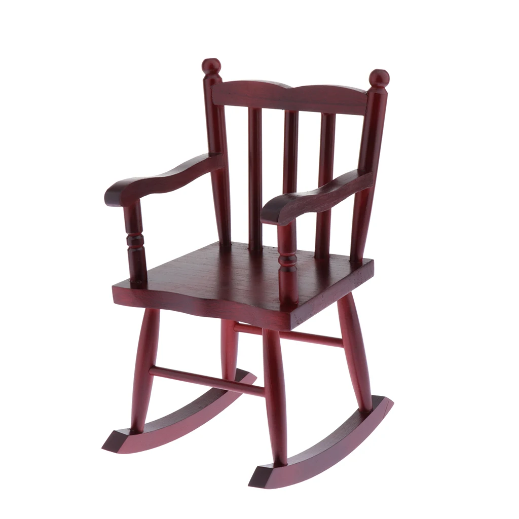 MagiDeal 1/4 BJD Miniature Furniture Decor Wooden Rocking Chair Toys