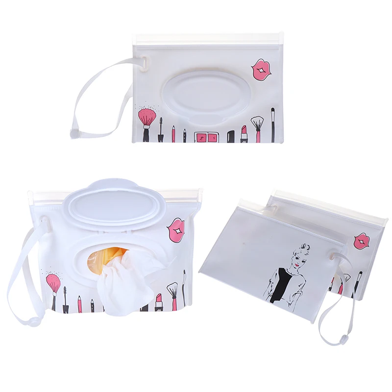 1pc New Fashion Wipes Carrying Case Clutch and Clean Wet Wipes Bag for Stroller Cosmetic Pouch with Easy-Carry Snap-Strap
