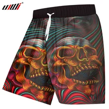 UJWI, модные летние мужские пляжные шорты, 3D принт, цветные полосы, Череп, мужские Бермуды, пляжные шорты, брюки для фитнеса, быстросохнущие, 5xl