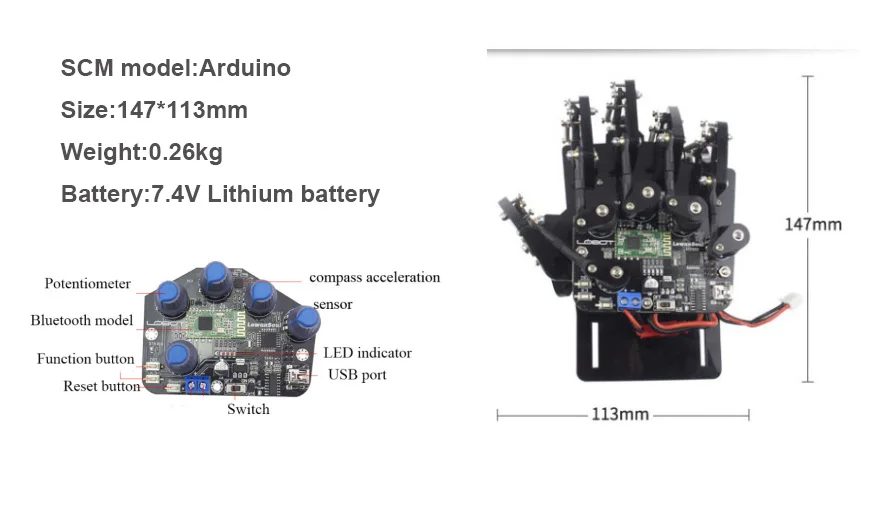 DIY Arduino рука ладони бионический робот 7,4 вольт литиевая батарея RC части робот игрушка