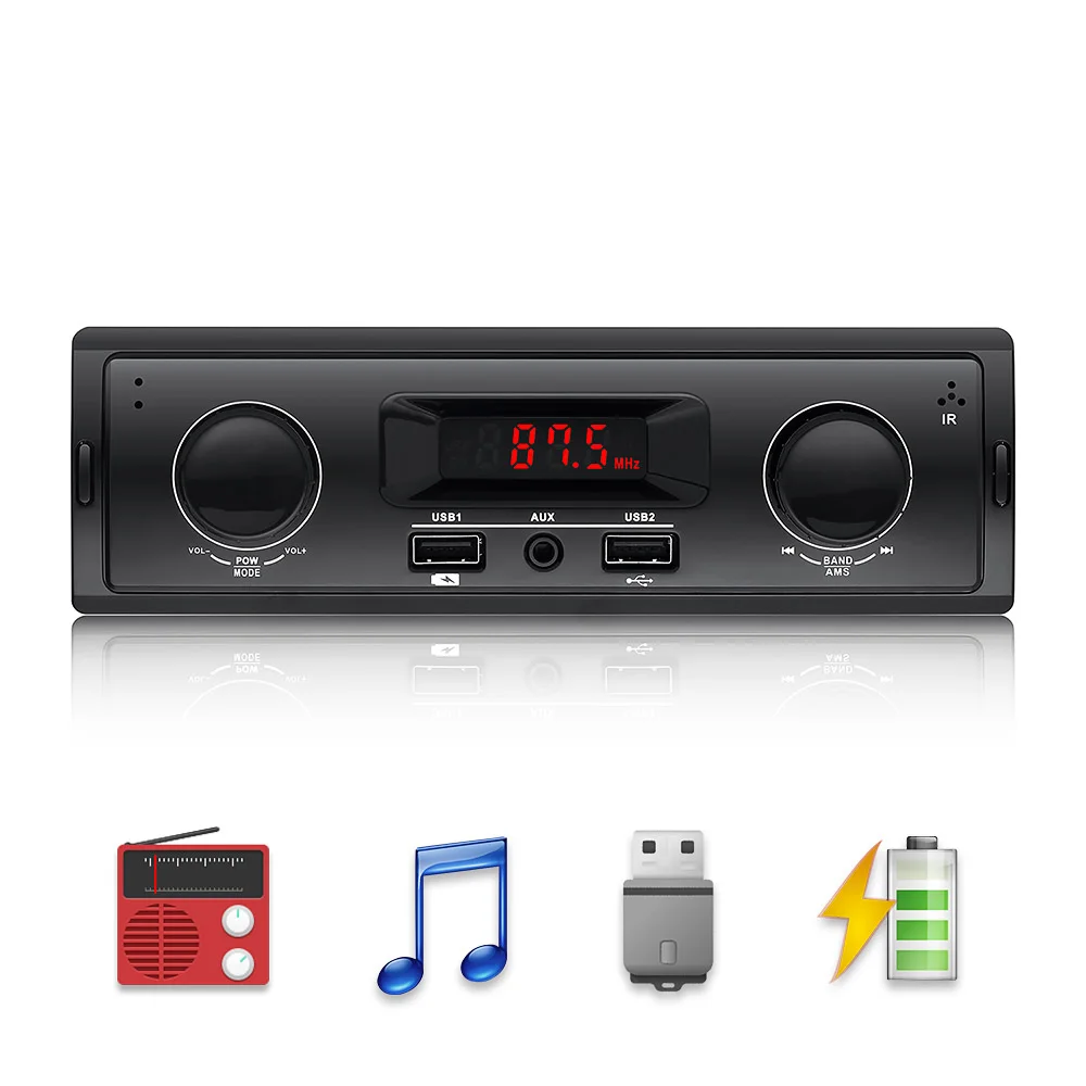 1 Din coche Radio 12 V soporte FM Aux en receptor USB MP3 Radio reproductor Auto Audio estéreo sin Bluetooth sin Control remoto