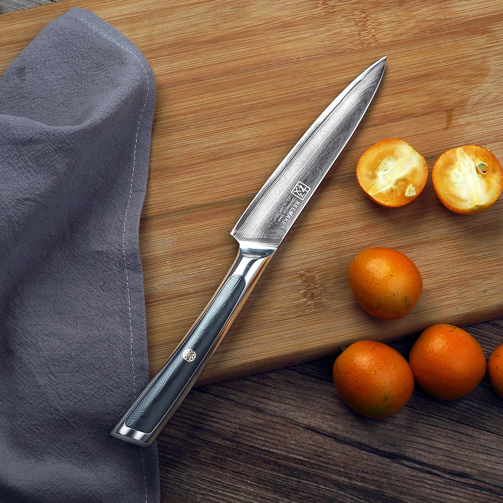 KEEMAKE 6x5 ''Универсальный нож дамасская сталь кухонные ножи японский VG10 Основные Лезвия ножи G10 Ручка острый нож для чистки кожуры фруктов