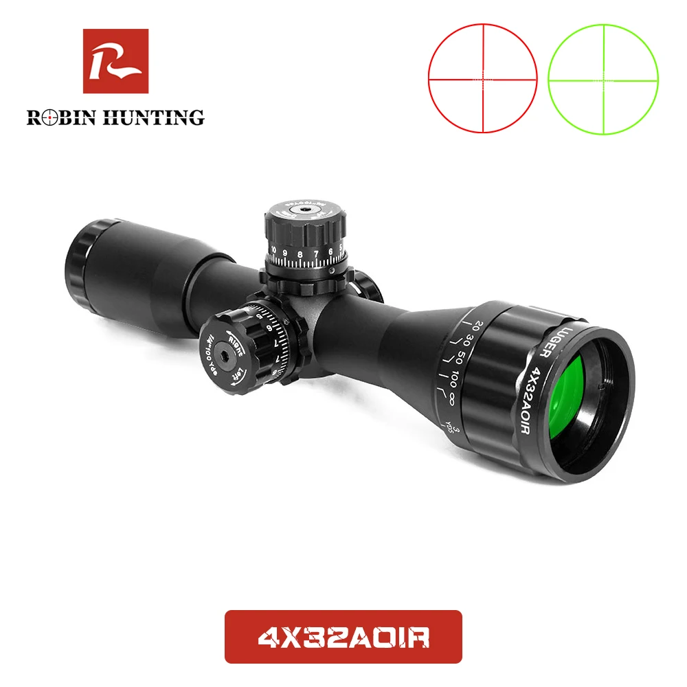

4X32AOIR Compact Tactical Hunting Riflescopes Adjustable Mil Dot Illuminated Wire Reticle Optics Sight Scope For Air Gun