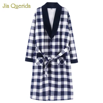 

Robe Male Cotton Bathrobe Men Kimono Coton Male Yukata Plaid Mens Kimono Brand Belted Man Bath Robe Chinese Luxury Men Clothing