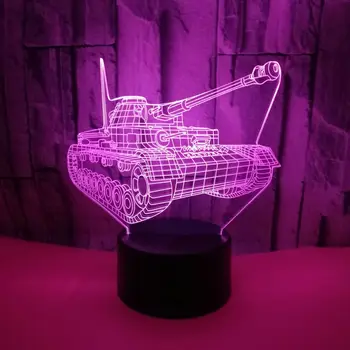 

Tank Modeling Creative 3d Small Night Lights Seven Color Touch Remote Visual Light Gift Small Table 3d Light Fixtures