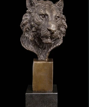 

Art Deco Sculpture Tiger Head Bust Bronze Statue Signed
