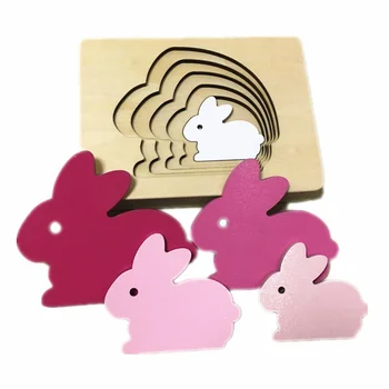 

New Animal Cartoon Baby Wooden Toys Rabbit/Bird/Whale Puzzle Multilayer Jigsaw Child Early Enlightenment Grab Educational Gift
