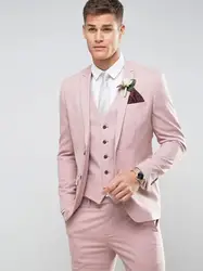 Индивидуальные светло-розовый мужской костюм Slim Fit жениха блейзер для церемоний и вечеринок костюм брак Homme мужской смокинг Для мужчин
