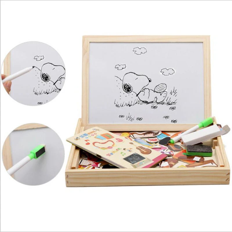 Монтессори деревянная головоломка 2 стороны доска для рисования Музыкальные инструменты детская магнитная, обучающая игрушка для мальчиков и девочек игрушки MT70