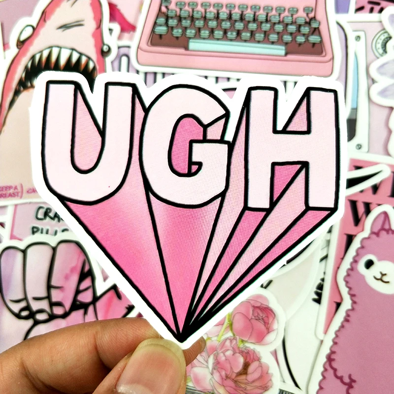 53 шт./упак. для девочек в стиле Каваий; розовый забавных наклеек для катания на скейтборде мотоцикл Чемодан наклейки ПВХ Водонепроницаемый крутые модные ноутбук т