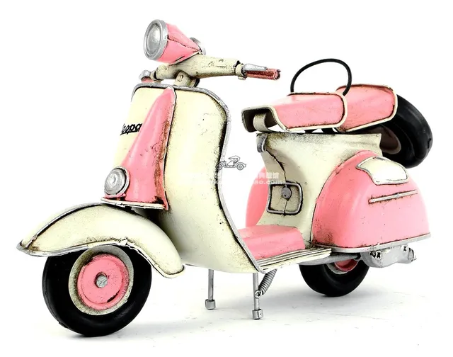 1965 Piaggio Vespa Scooter Model Pink With Spare Tire Handmade Antique Vintage Metal Craft Birthday Gift 1965 Piaggio Vespa Scooter Model Pink With Spare Tire Handmade Antique Vintage Metal Craft Birthday Gift
