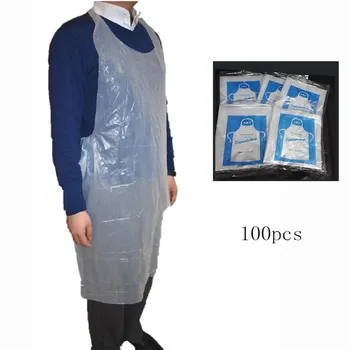 

100pcs Cooking Cleaning Disposable Plastic Apron Transparent Waterproof Apron Household Cleaning Products Kitchen Accessories