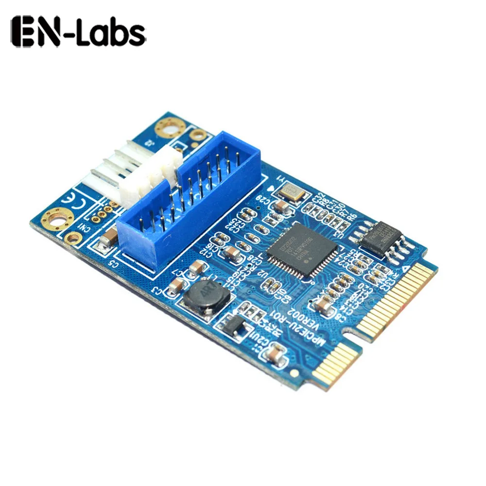 Материнская плата En-Labs Mini PCI Express to Dual USB 3,0 20-pin Add On Card Add On, Mini PCIe PCI-e to 2 ports USB w/Molex power