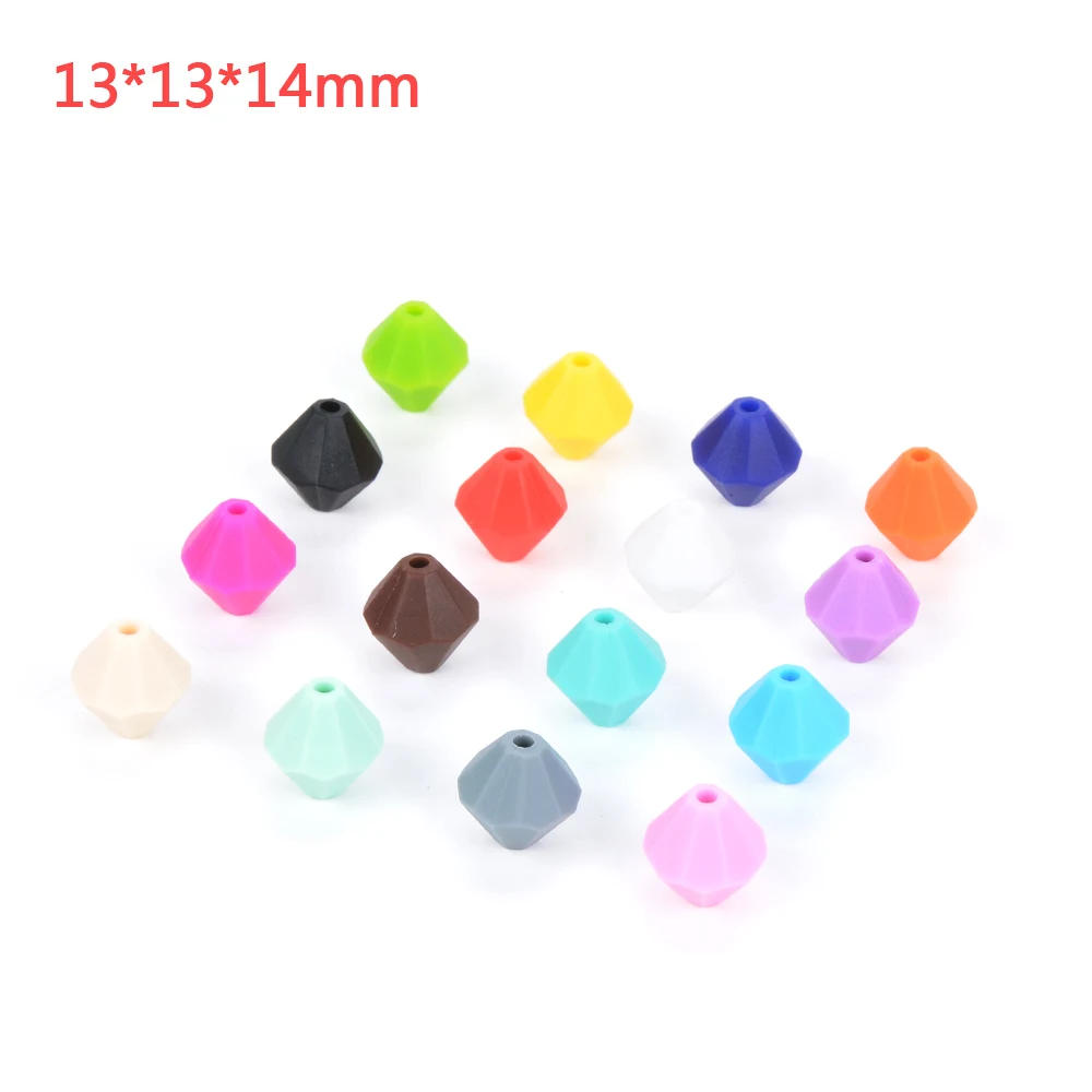 100pcs/lot Diamond Silicone Beads For Silicone Necklace Chew beads Food Grade DIY Jewelry Baby Toy For Teeth BPA Free
