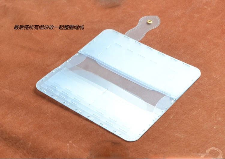 DIY snap button leather women folded wallet pvc template sewing pattern for girl purse