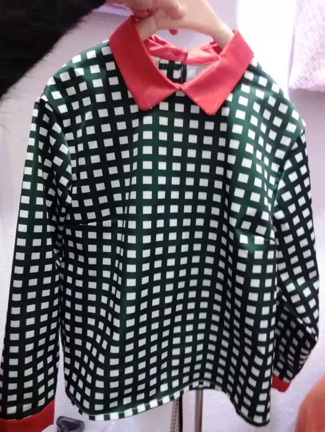 

spring new fashion slim temperament hit color plaid shirt women, thin mixed color shirt women's