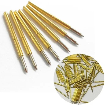 

Hot 100pcs Spring Test Probe Pogo Pin P75-B1 Dia 1.02mm 100g Cusp Spear Gold Plated For Test Tools