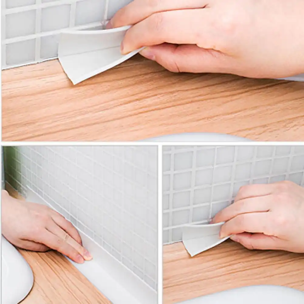 1 Roll Pvc Self Adhesive Bath Wall Sealing Strip Sink Basin Edge