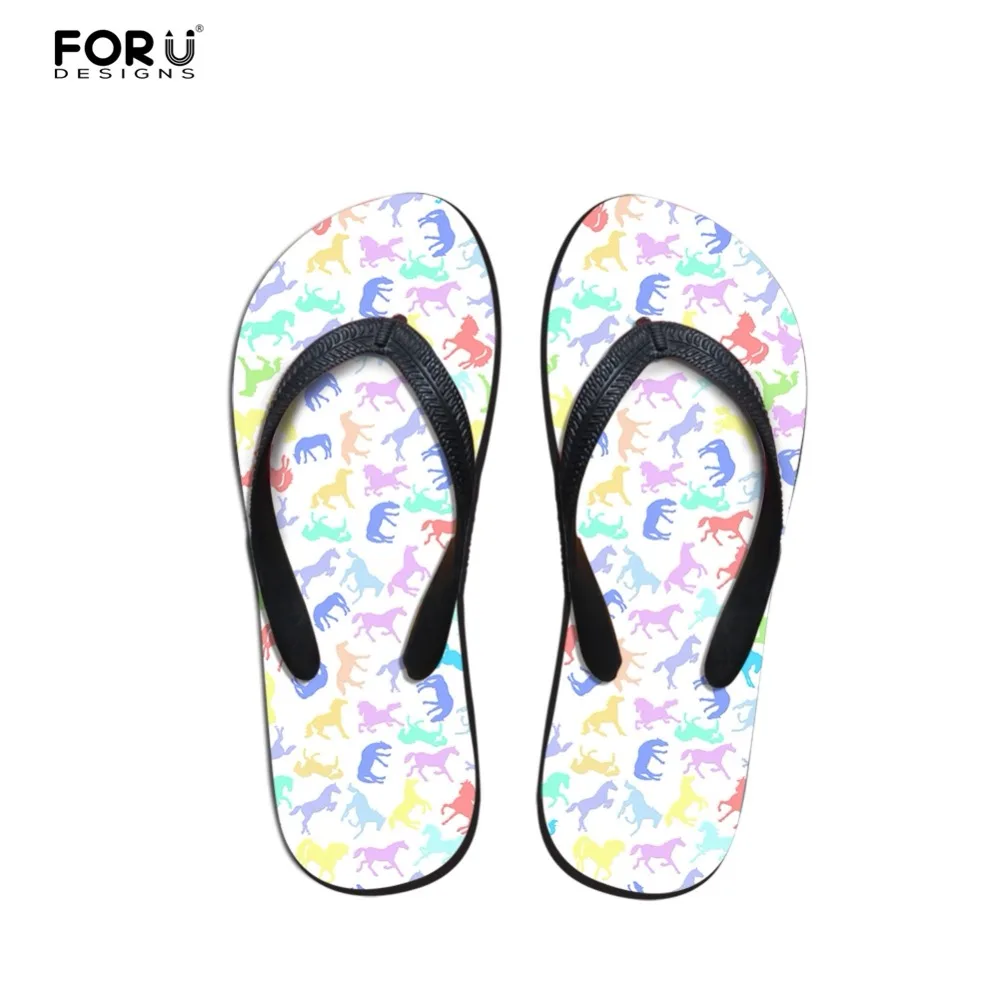 

FORUDESIGNS Animal Crazy Horse Summer Flip Flops Fashion Women House Slippers Flats Beach Shoes Woman Ladies Flip Flops Mujer