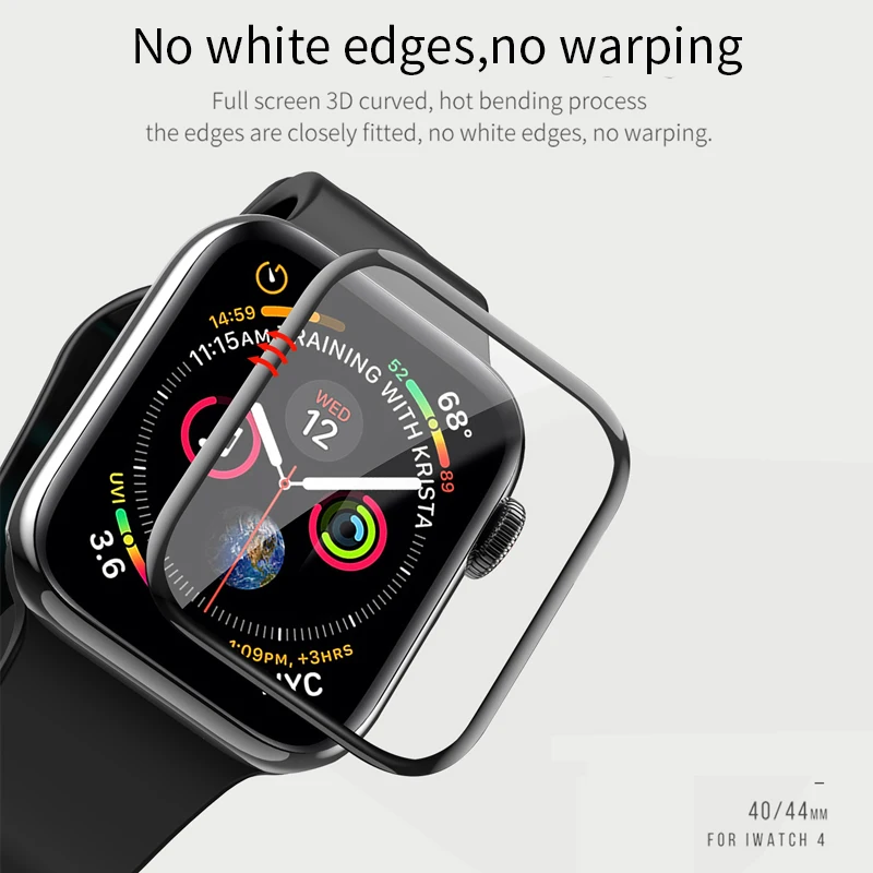 HOCO 3D изогнутое Закаленное стекло пленка для Apple Watch 4 9H Полное покрытие экрана Защитное стекло для Apple Watch серии 4 40 мм 44 мм