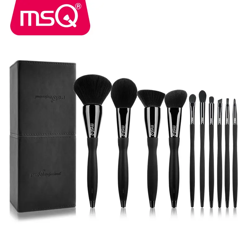 MSQ набор кистей для макияжа 10 шт. косметический медный наконечник с полимерной ручкой из искусственной кожи цилиндрические Румяна Тени для век макияж - Handle Color: STT10B