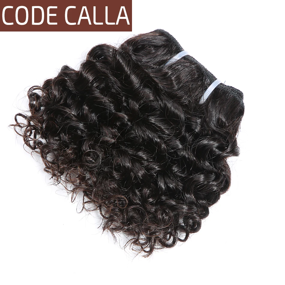 Code Calla Pre-Colored Indian Raw Virgin Human Hair Bundles Kinky Curly 6PCS Can Make A Wig Kid's Hairstyle for Little Girl