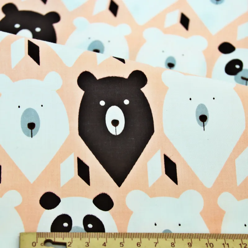 Горячая Распродажа, Детская Хлопковая саржевая ткань с изображением медведя из мультфильма для лоскутного шитья, детские постельные принадлежности, ткань для шитья