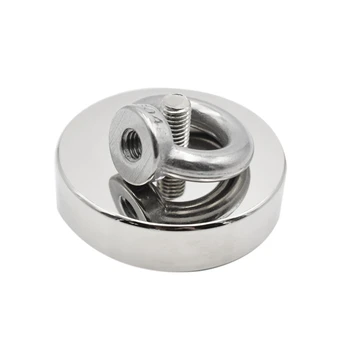 

(Pull Out Force 75Kg)M8 D60Mm Strong Powerful Round Neodymium Magnet Hook Salvage Magnet Sea Fishing Equipments Holder Pulling