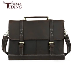 Las Bolsas de Mensajero de los Hombres Del Ordenador Portátil Del Mensajero Del Maletín Marrón Oscuro de los Hombres de Cuero Del Caballo Loco 15 Las Bolsas de Mensajero de los Hombres Del Ordenador Portátil Del Mensajero Del Maletín Marrón Oscuro de los Hombres de Cuero Del Caballo Loco 15