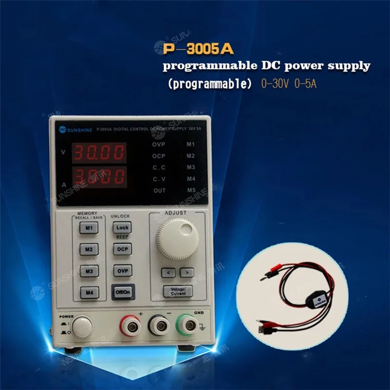 Солнечный свет 30V 5A DC источник питания P 3005A Цифровой Программируемый