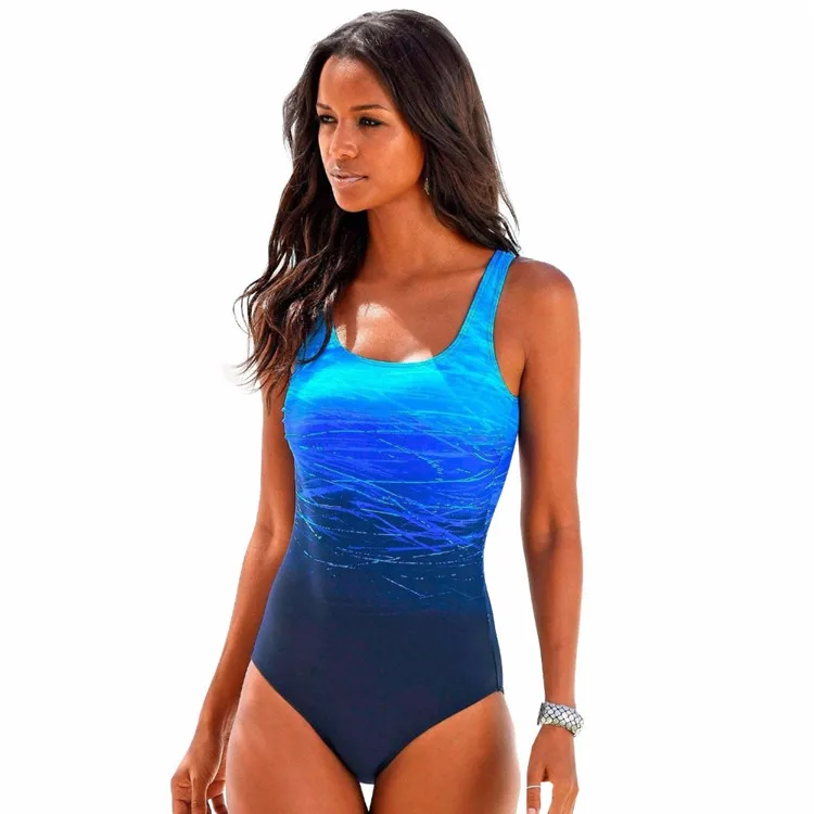 

One Piece Swimsuit Sports Bodysuits Swimwear Women Swimming Suits Gradient Striped Bikini Summer Bathing Suit 2019