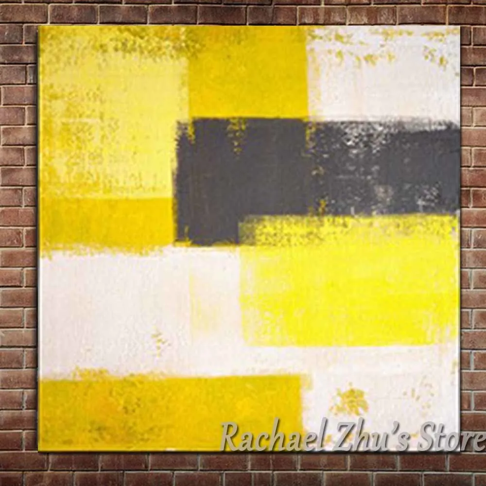 

Hand Painted Abstract Simple Yellow Oil Paintings On Canvas Abstract Color Wall Picture For Living Room Bedroom Home Wall Decor