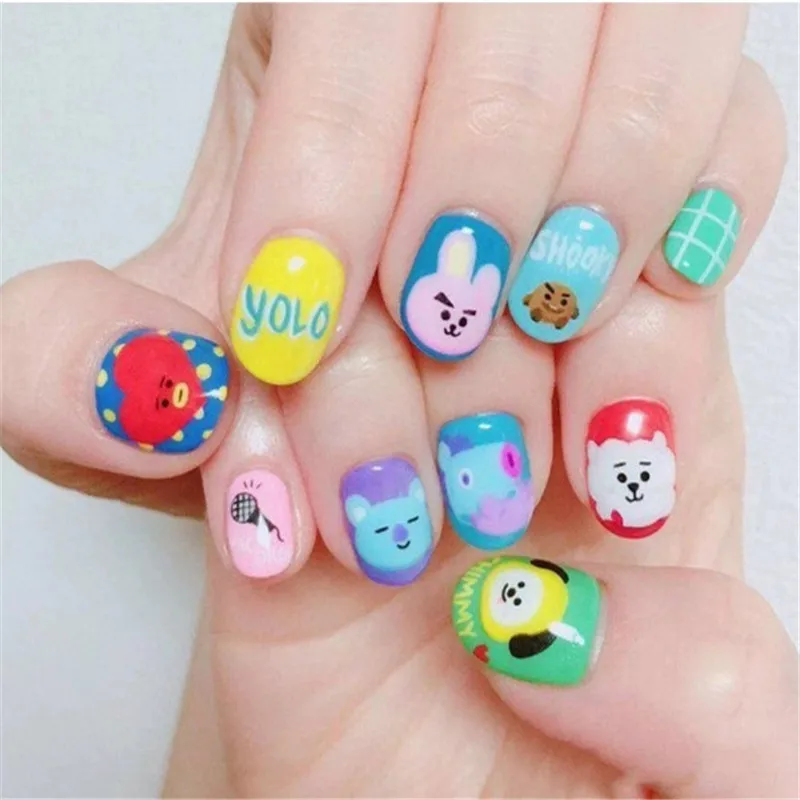 

Kpop BTS BT21 Bangtan Boys BLACKPINK Cute Nail Sticker Beauty Album COOKY TATA Full Cover Sticker Decorations DIY Jewelry WT04
