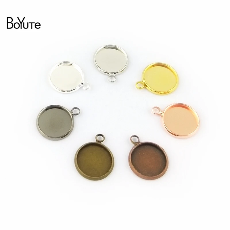 BoYuTe 50Pcs 6 Colors Plated Round 10MM 12MM 14MM 16MM 18MM 20MM 25MM Cameo Cabochon Base Diy Blank Tray Pendant Base (3)