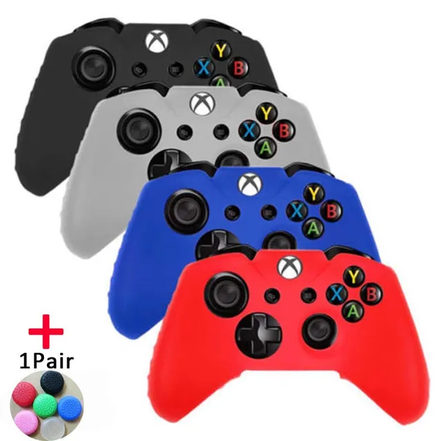 Cheap Silicone Protective Sweat Resistant Case Cover Skin Shell for Xbox One Controller with 2 Thumbsticks Stick Caps