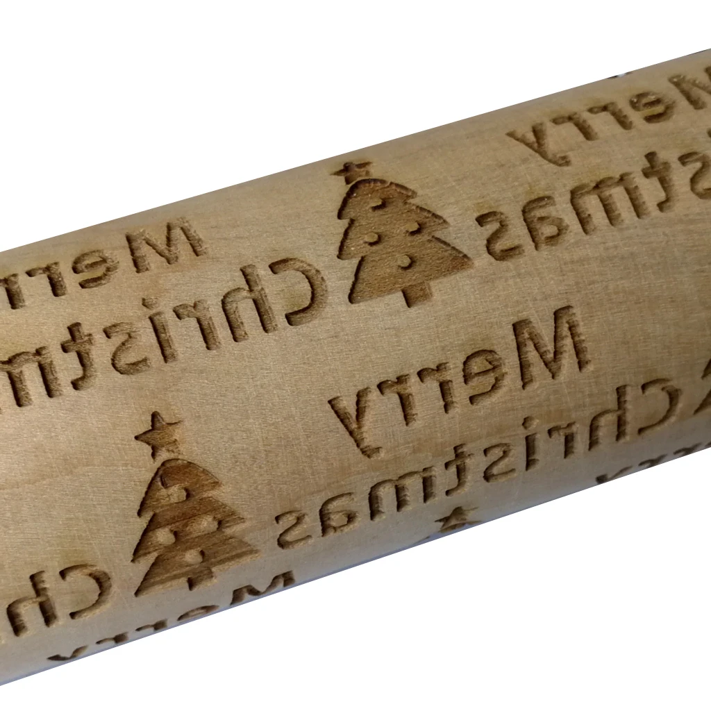 Wooden Merry Christmas Rolling Pin Engraved Rolling Pin Embossed Rolling Pin