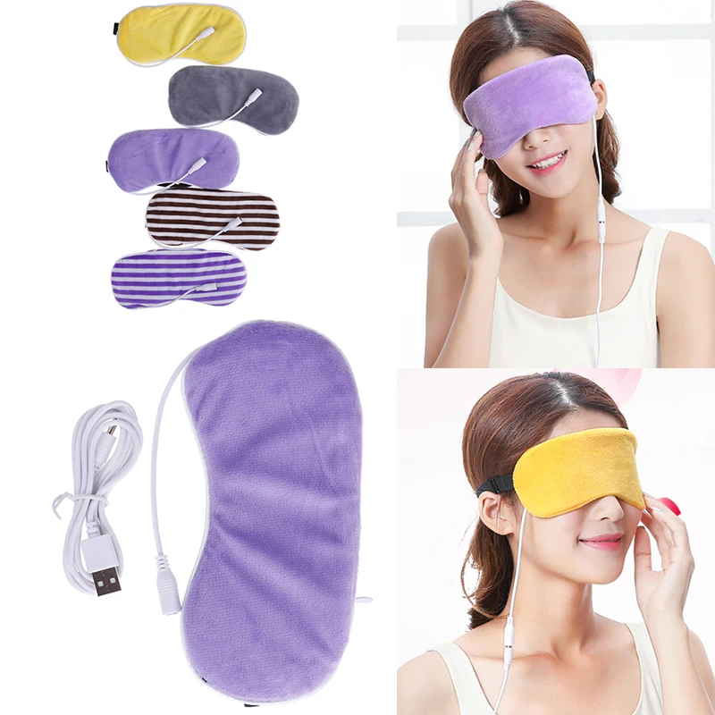1PC USB Heating Steam Eyeshade Anti Dark Circle Eye Patch Massager Sleep Eye Shade Mask Travel Portable Blindfold NEW