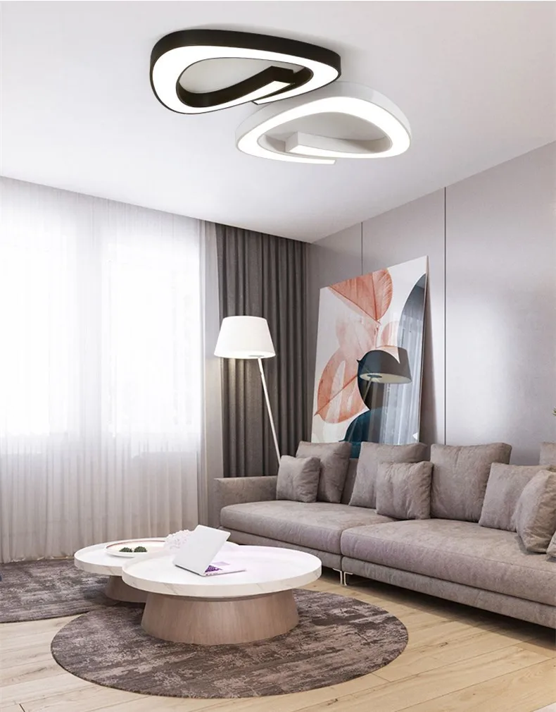 Lustre de Ferro Lustres de Teto para Sala Sala de Estar Preto Branco Levou Acrílico de Estar Bed Room Cozinha Luminárias Lighitng 5 cm Ultra Fino 5 Branco preto led lustre de ferro acrílico
