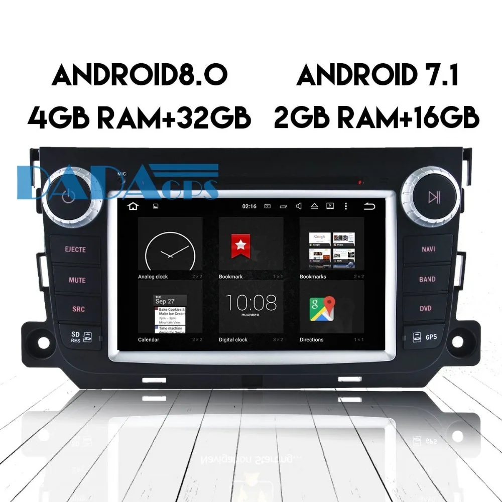 Car DVD Player Radio Android 7.1 8.0 Headunit For Smart Fortwo 2012-2017 GPS Navigation Car Stereo SatNav Multimedia Audio Video