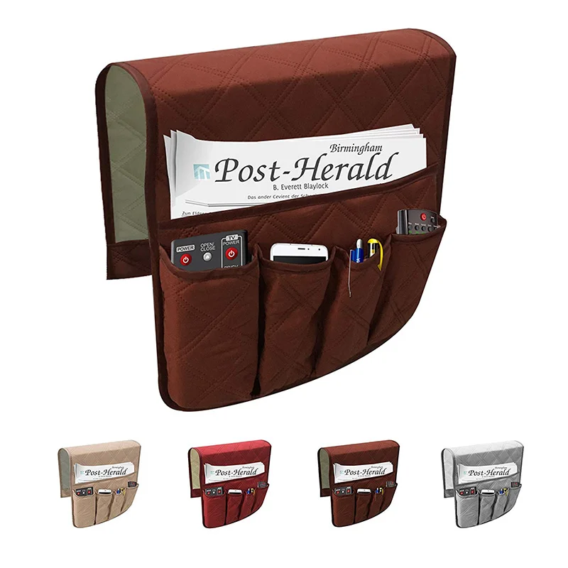 

Waterproof Sofa Armrest Storage Organizer for Phone, Book, Magazines, TV Remote Control Couch Chair Arm Rest Covers 5 Pockets