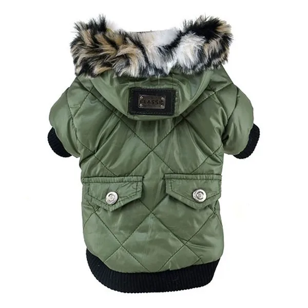 Зимняя одежда для собак милое теплое пальто для больших щенков с искусственным карманом, меховая отделка, куртка с капюшоном для собак, одежда для домашних животных, ветровка