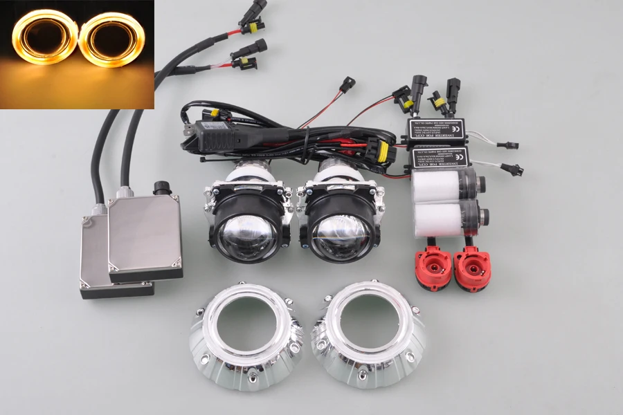 

2.5" Yellow Angel Eye Projector Fog Light Left Driving + 6000K D2S 55W HID Ballasts [QP818-L]