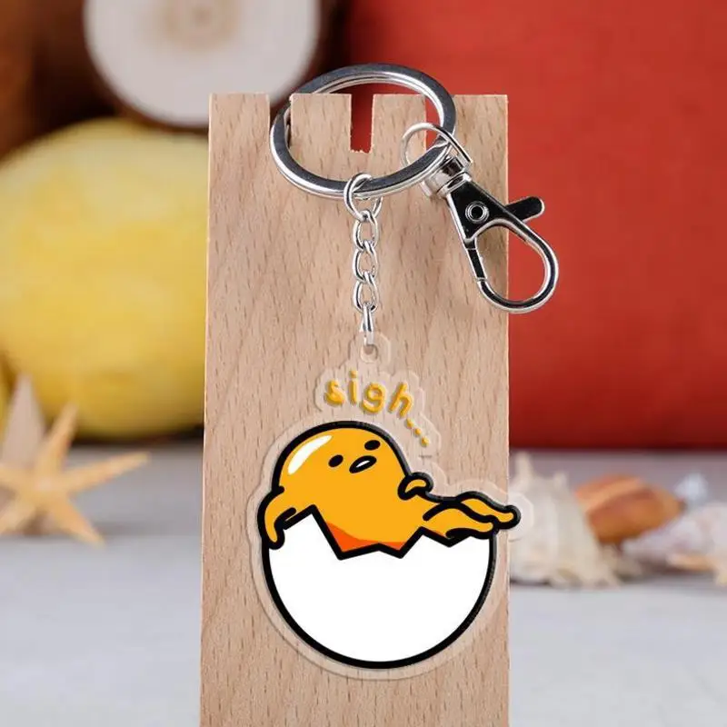 

1 Pc lovely Japanese Anime Lazy Egg Gudetama Acrylic Keychain Toy Cartoon Pendant Car Keyring Action Figure Toys gift